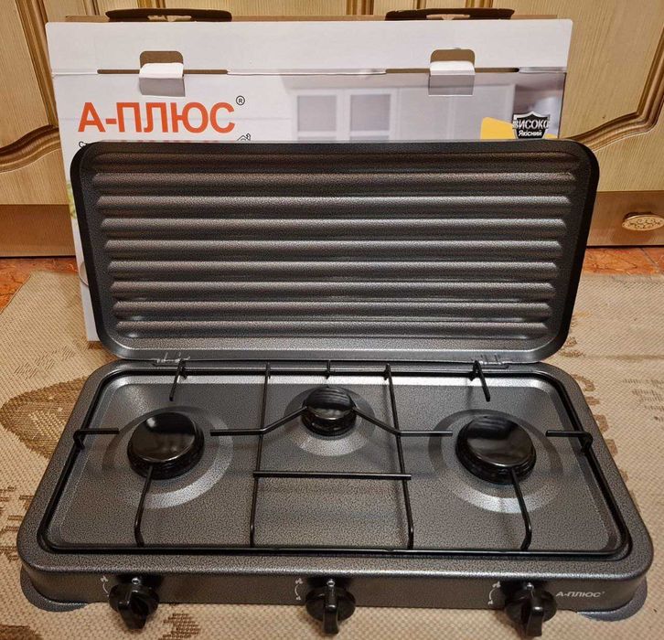 Газовая настольная плита 3 комфорки Газова плитка 3к під балон