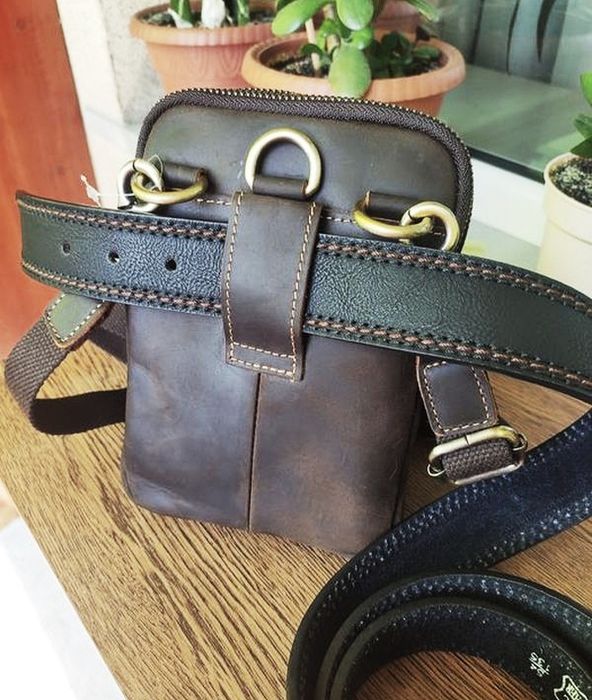 Барсетка -Сумка мужская. Dark Brown. Кожа