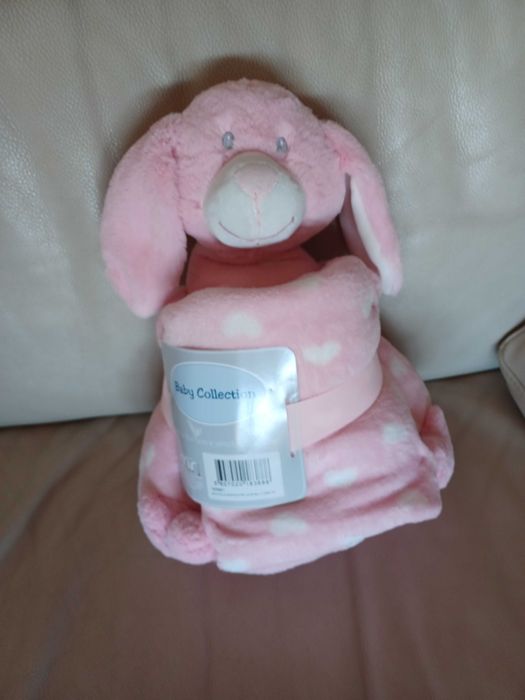 Manta e Almofada Peluche rosa para Bébé