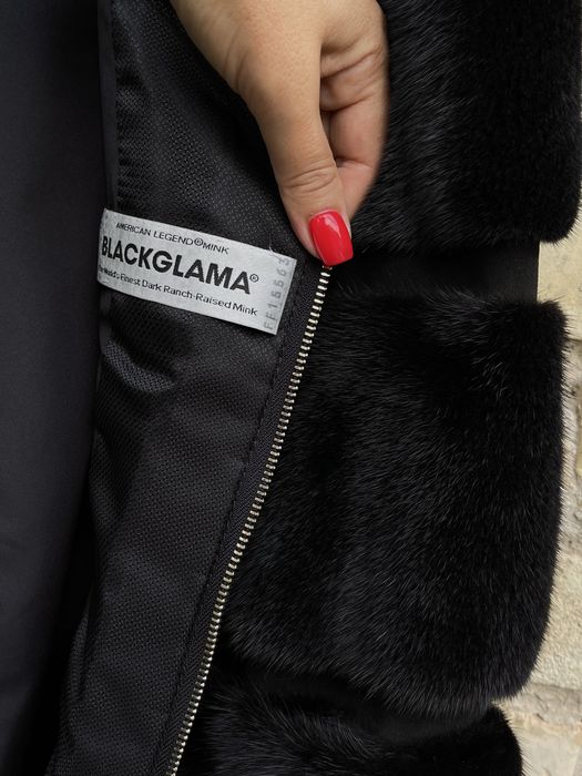 Промо !! Шуба норкова жилет Black glama 125 см р.50-52