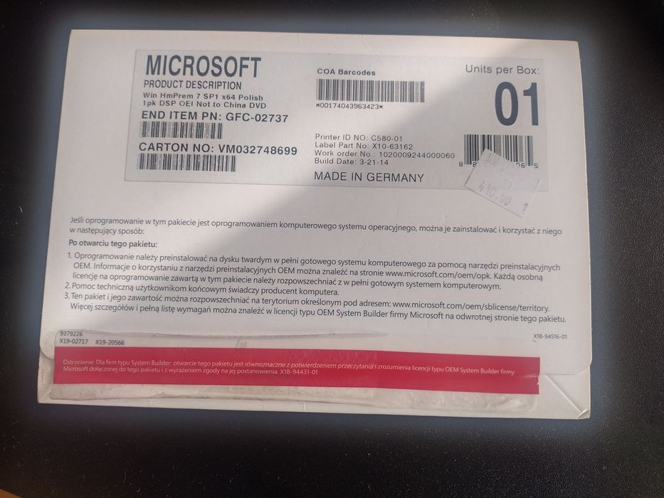 Windows 7 home premium SP1 oem