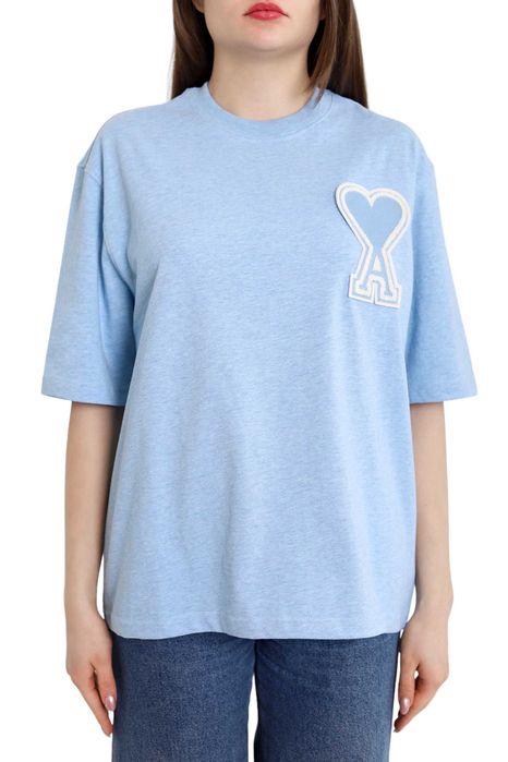 Футболка AMI Paris Exclusive Ami De Coeur T-Shirt Light Blue