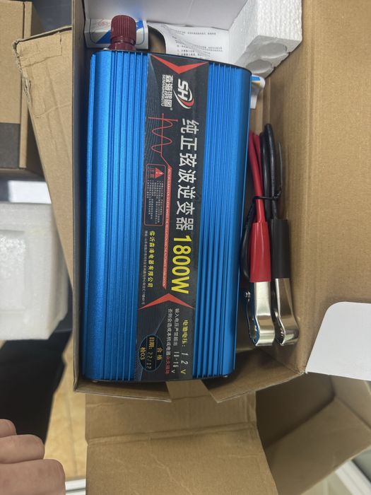Інвертор 12V→220V 1800W , новий, кабелі в комплекті