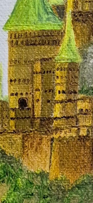 Pintura "Entre o céu e a terra. Um castelo nas montanhas." Certificado