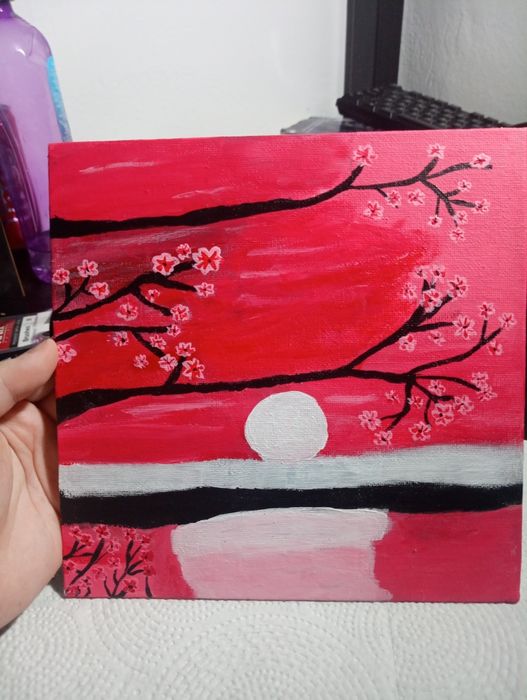quadro acabado de pintar à mão.