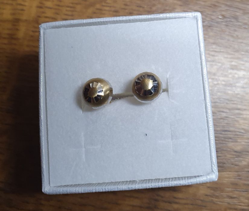 Kolczyki złote 14K półkuleczki 1.29 gr