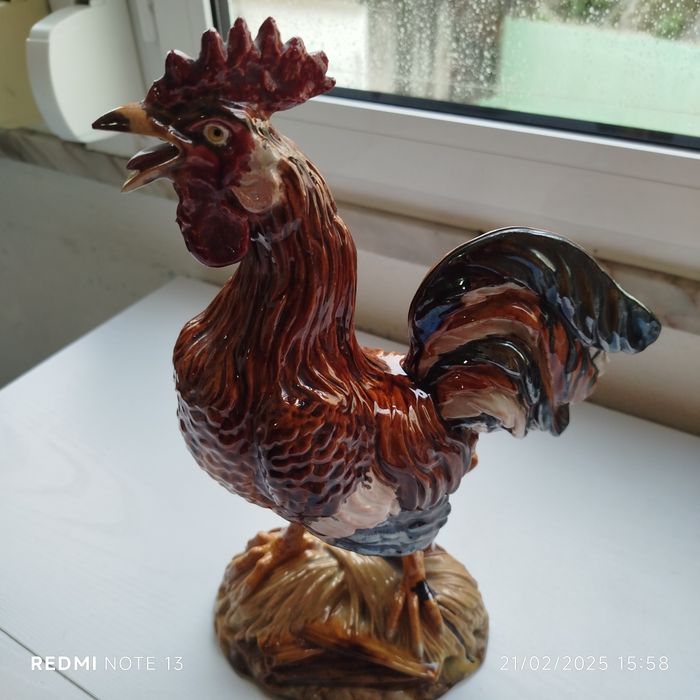Rooster and Hen Ceramic Artwork by José A. Cunha, Caldas da Rainha