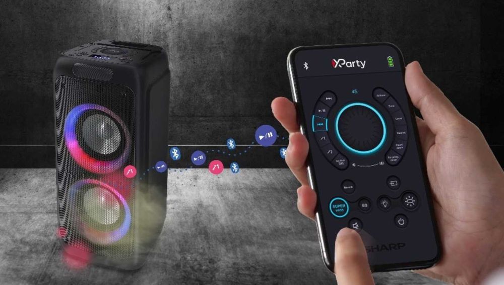 Głośnik Power Audio Sharp PS-949 66W Bluetooth Mikrofon Karaoke Czarny