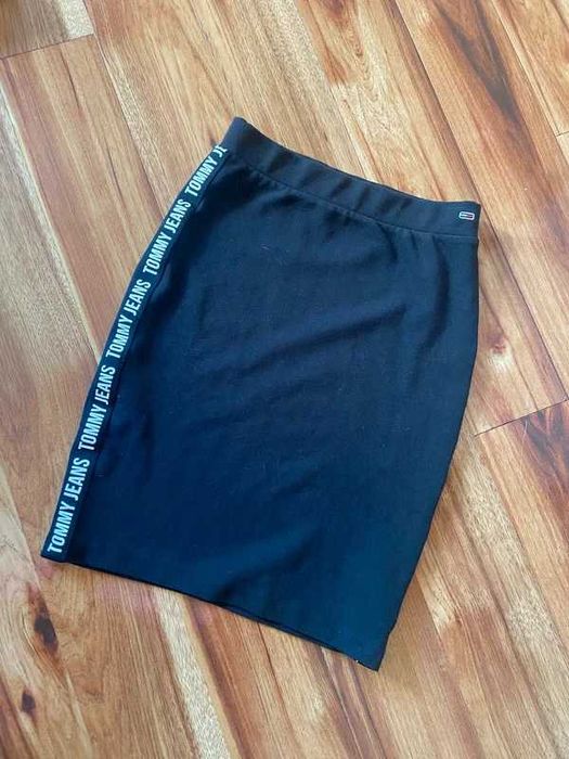Tommy hilfiger jeans dresowa tuba spodnica lampasy logo xs s  34 36