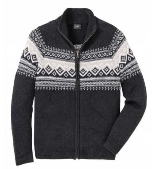 1^  Bonprix duży rozpinany  sweter wzór norweski  XL