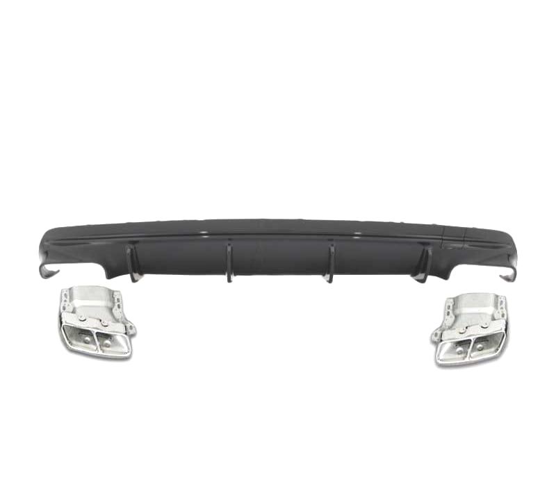 DIFUSOR TRASEIRO MERCEDES CLA W117 16-18 LOOK CLA45 PRETO BRILHANTE + SAÍDAS DE ESCAPE