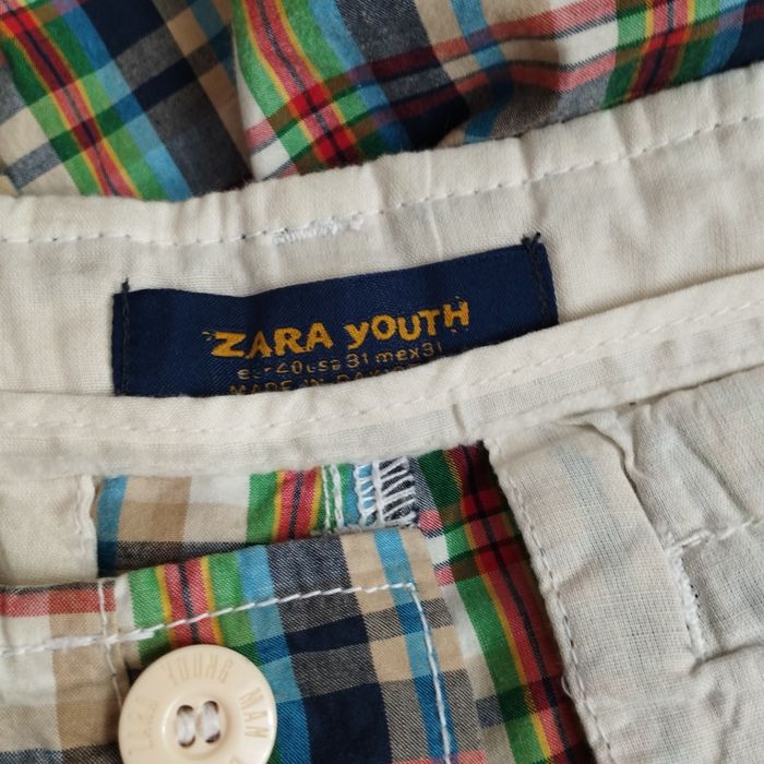 Spodenki męskie Zara Youth bermuda w kratę, bawełniane, r. M/L