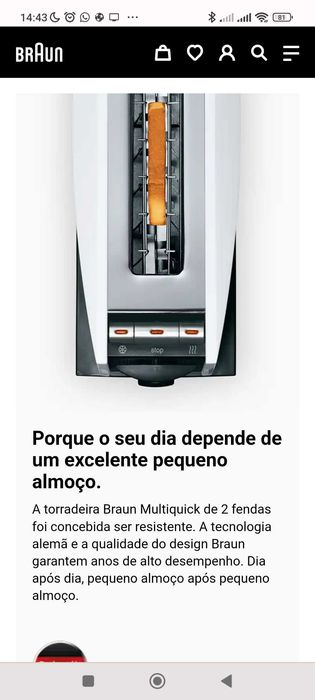 Torradeira Braun Multiquick 2 fendas