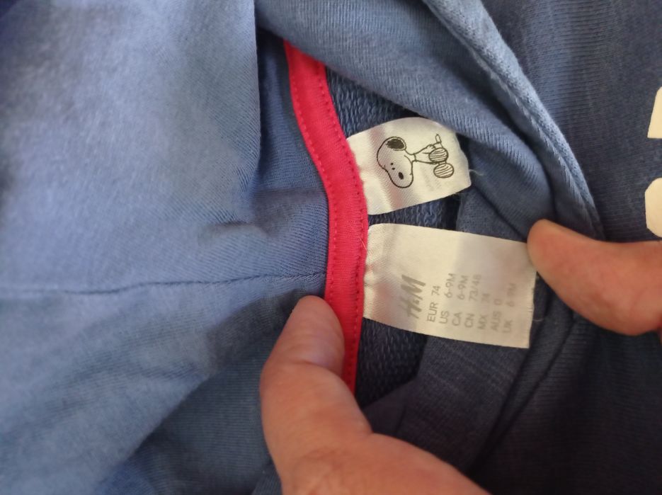 Bluza Snoopy Peanuts z kapturem H&M r. 74