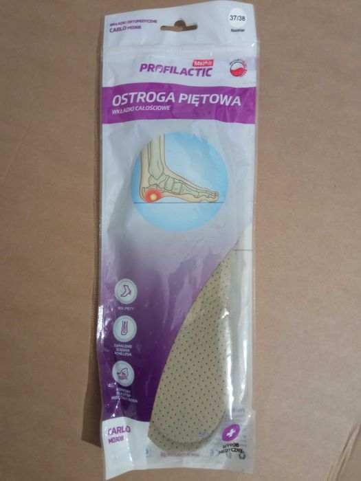 Wkładki ortopedyczne - ostroga piętowa, rozmiar 37-38