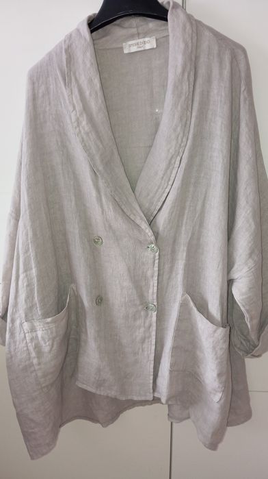 Włoski lniany garnitur  len oversize 46-48