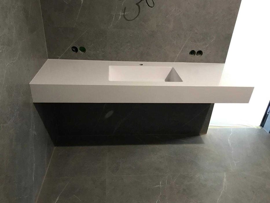 Умивальник суцільний і стільниця над пральною машиною + тумба дзеркало