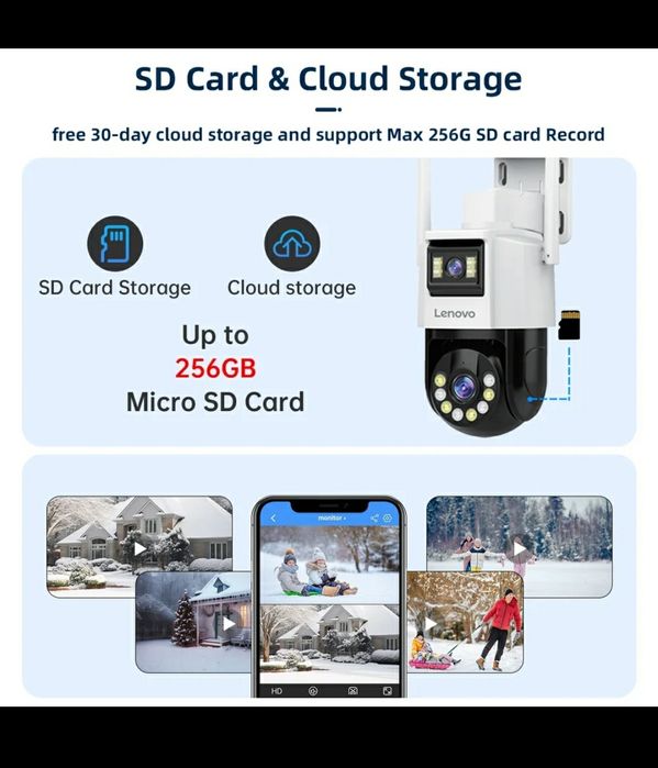 WiFi камера відеонагляду Lenovo 5M +5M 256G