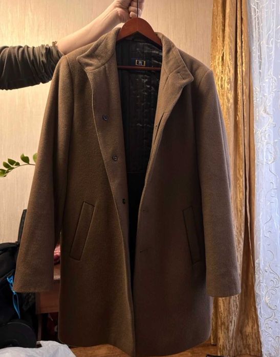 Пальто чоловіче кашемірове Maiklen коричневе — 50 розмір