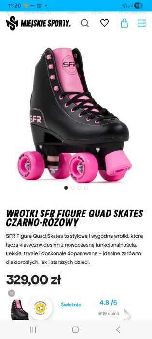 Nowe wrotki SFR figure quad skates r. 37