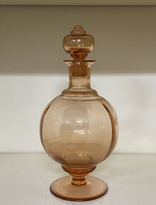 Rozalinowa karafka art deco huta Hortensja