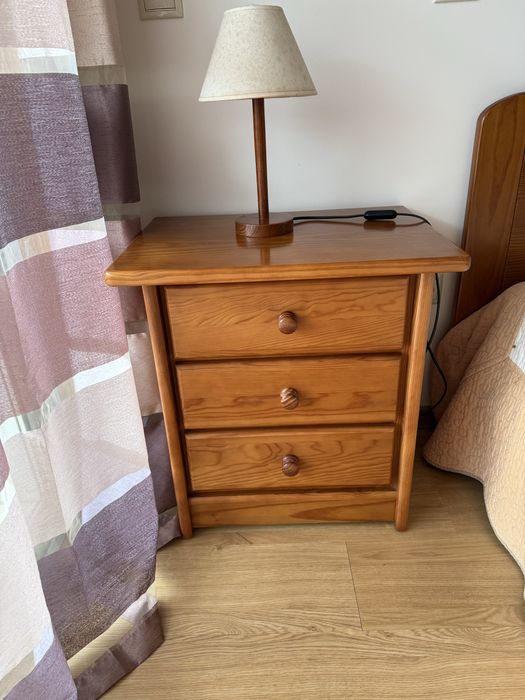 Conjunto de Quarto CERNE em Madeira Maciça + Colchão Ortopédico