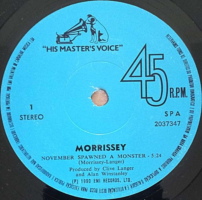 (Raro) Vinil single - Morrissey - "November Spawned a Monster"