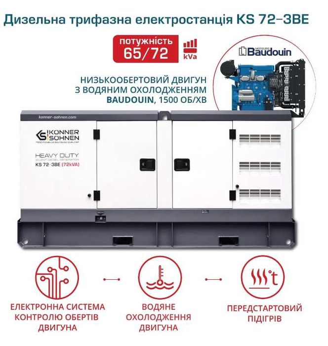 KS 72-3BE 52 57 Квт 3 фазы Baudouin Промышленный Дизельный генератор
