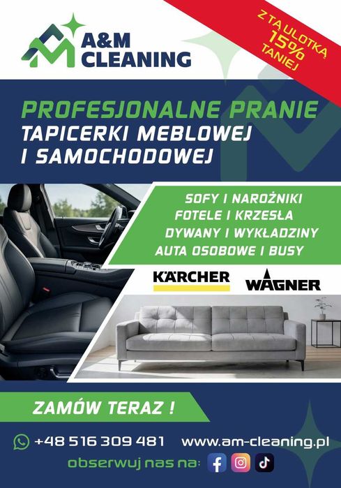 Pranie tapicerki meblowej, wykladniny i dywany.