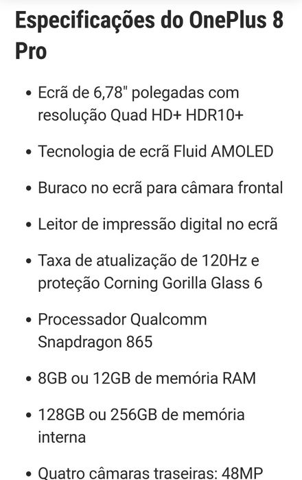 Smartphone OnePlus 8 pro