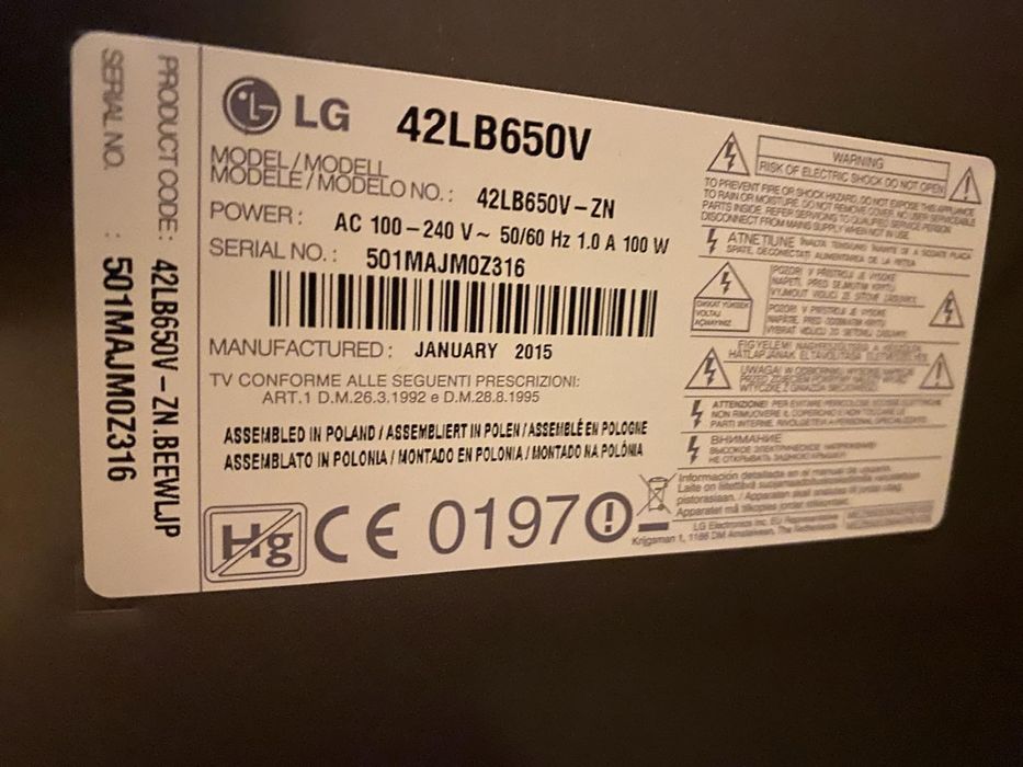 Телевізор LG 42LB650V