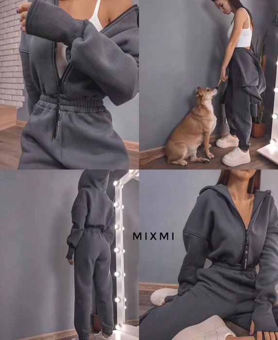 Жіночий флісовий спортивний комбінезон з капюшоном та довгим рукавом