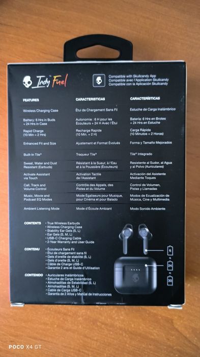 Навушники вкладиші бездротові TWS Skullcandy TW Indy Fuel True Black