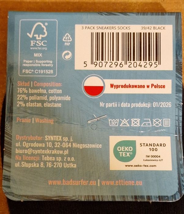 Stopki Bad Surfer 3 pak 39-42 nowe