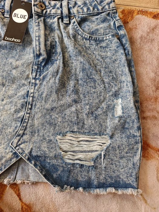 Asymetryczna spódnica jeansowa mini vibe lat 2000 | Marmurek