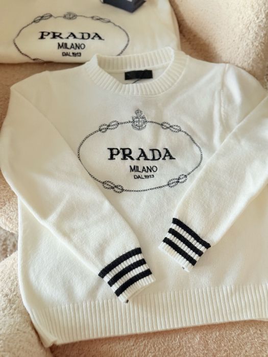 Білий теплий светр кофта Прада люкс шерсть S M L