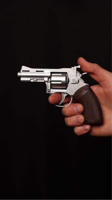 Іграшковий револьвер на пістонах Colt Cobra металевий, сріблястий (пугач)