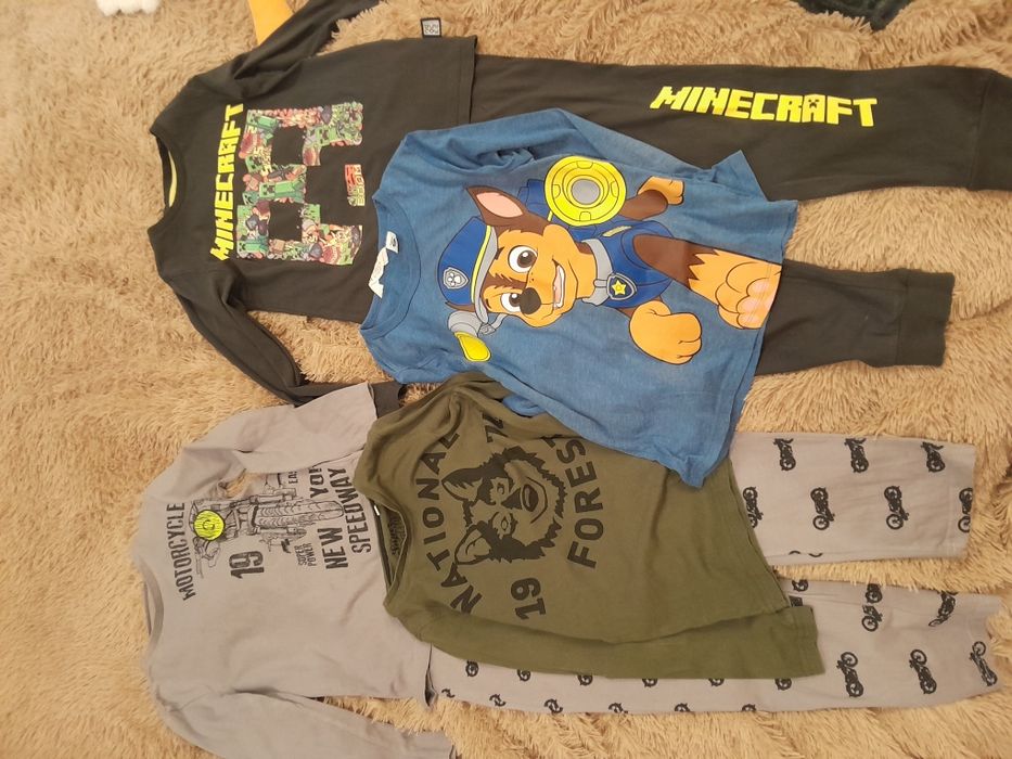 Піжами на хлопчика Майнкрафт, з мотоциклами, лонгслів Щенячий патруль
