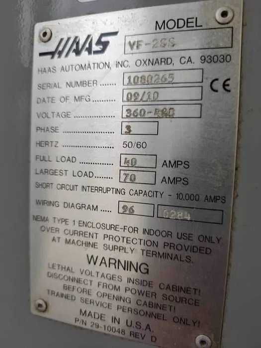 Фрезерний верстат з ЧПУ Haas VF 2 SS + 4 осі