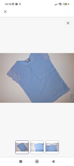 T-SHIRT koronka niebieski 8-9 lat/128-134cm