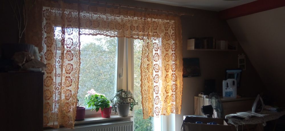 Firana żółta komplet – 2x duża + 1x mała (150x90 i 150x40)