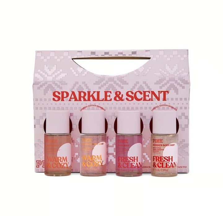 Новий подарунковий набір спреїв Victoria’s Secret Pink Sparkle & Scent Оригінал! Warm & Cozy, Fresh & Clean