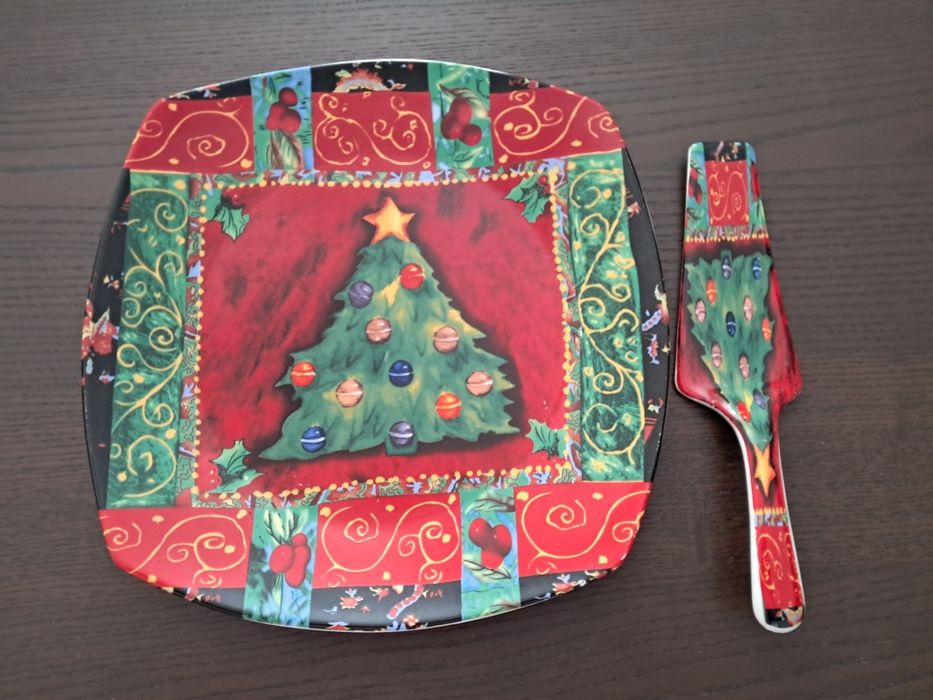 Prato Natal e espátula em porcelana
