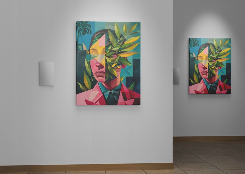 Obraz na płótnie "Kobieta roślin w abstrakcji" 45x60 cm