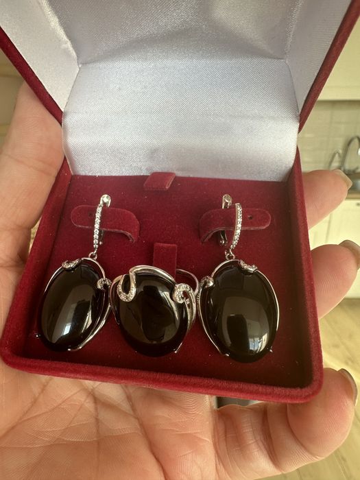 Срібний набір з Оніксом