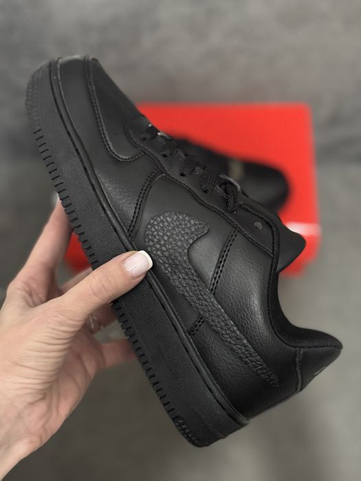 Кроссовки мужские зимние Nike Air Force leather winter black найк Форс