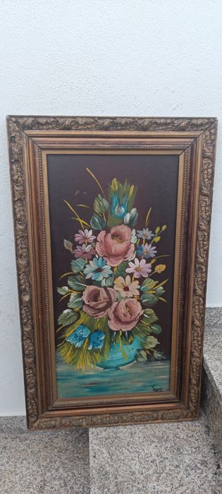 Quadro antigo pintado a óleo.