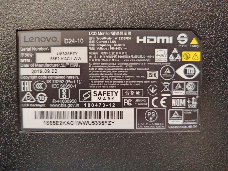 Monitor LeNovo 24