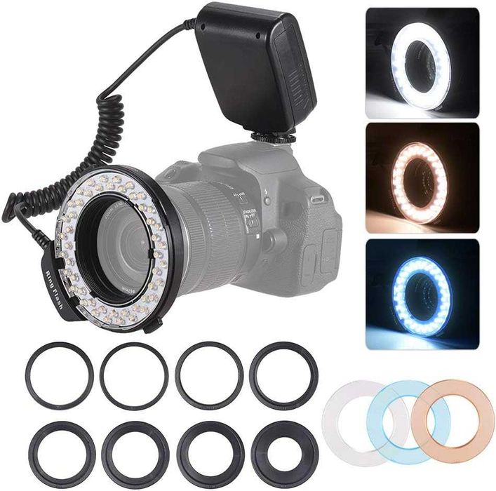 Ring Flash Macro LED HD-130 Iluminação Profissional p/ Macrofotografia