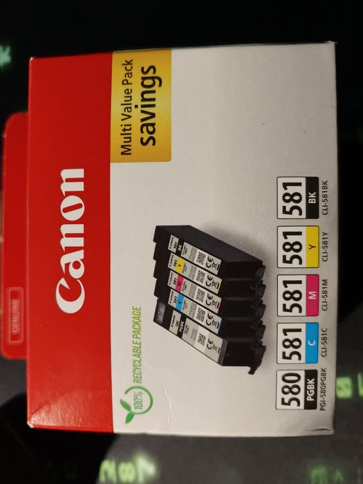Conjunto de tinteiros Canon 580 e 581